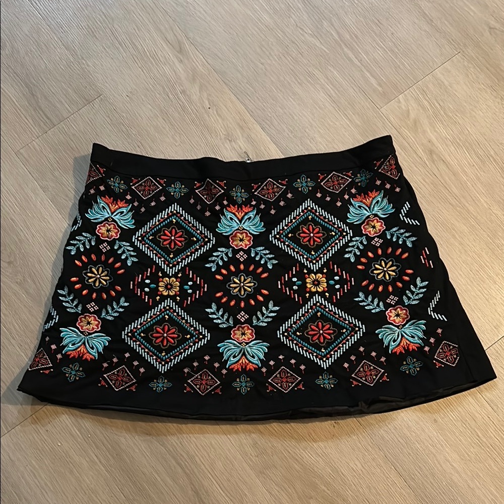 Embroidered Black Skirt